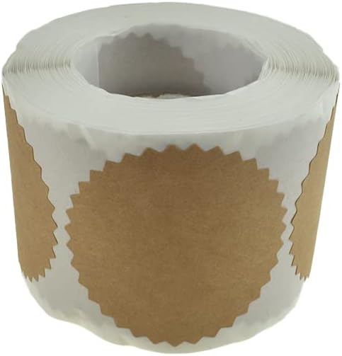 HAHIYO 2Inch 500Pcs Natural Brown Kraft Sticker Round Sawtooth Label Sticker Roll Blank Label Sticker to Write On Permanent Adhesive Dot Sticker for Jar and Canning Label Price Tag Store Organizing