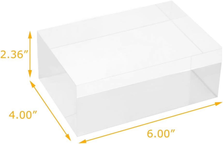 Clear Solid Acrylic Block - 6" x 4" x 2.36" All Diamond Polished Rectangle Clear Acrylic Cube for Display - Plexiglass Lucite Jewellery Block