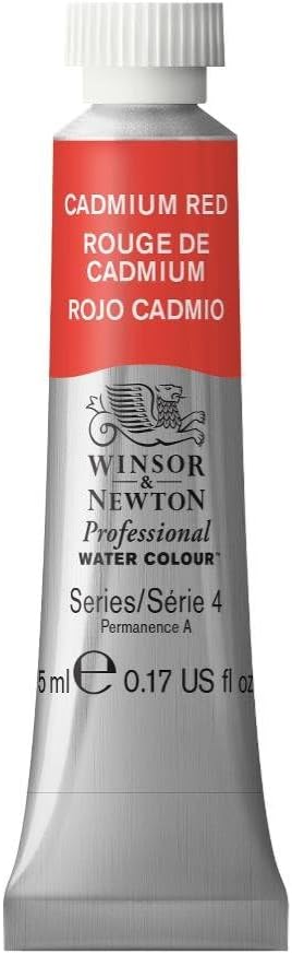 Winsor & Newton Professional Water Colour Paint, 0.17-oz Tube, Cadmium Red
