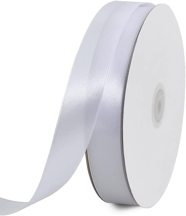 TONIFUL 1 Inch x 100yds White Satin Ribbon, Thin Solid Color Satin Ribbon for Gift Wrapping,Halloween, Hair Bows Making, Wedding Party Decoration, Sewing, Invitation Cards, Floral Bouquets, Christmas