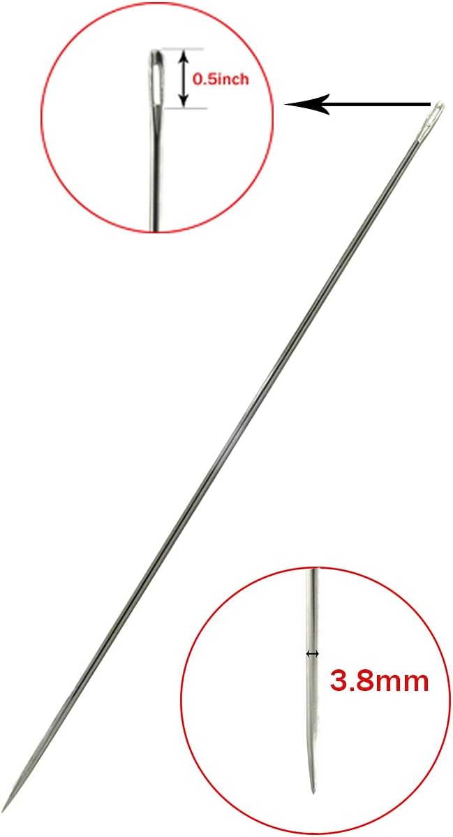 MJMP 12" Professional Upholstery Large Eye Long Needle Easy to Thread,Used for Furniture Weaving Leather Hand Sewing. (12")