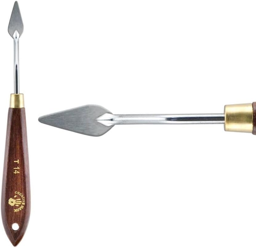 Creative Mark Stainless Steel Palette Knife Painting Tools - Paint Palette with Wooden Handle - Variety of Shapes and Sizes - 14T, 1 in