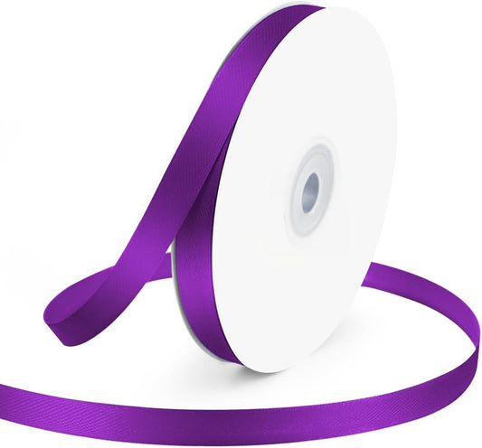KMER LIFE 3/8" Wide x 50 Yards Purple Single Faced Polyester Satin Ribbon, Purple Satin Ribbon Perfect for Wedding Decor, Wreath, Crafts, Gift Wrapping & Other Projects (Purple)