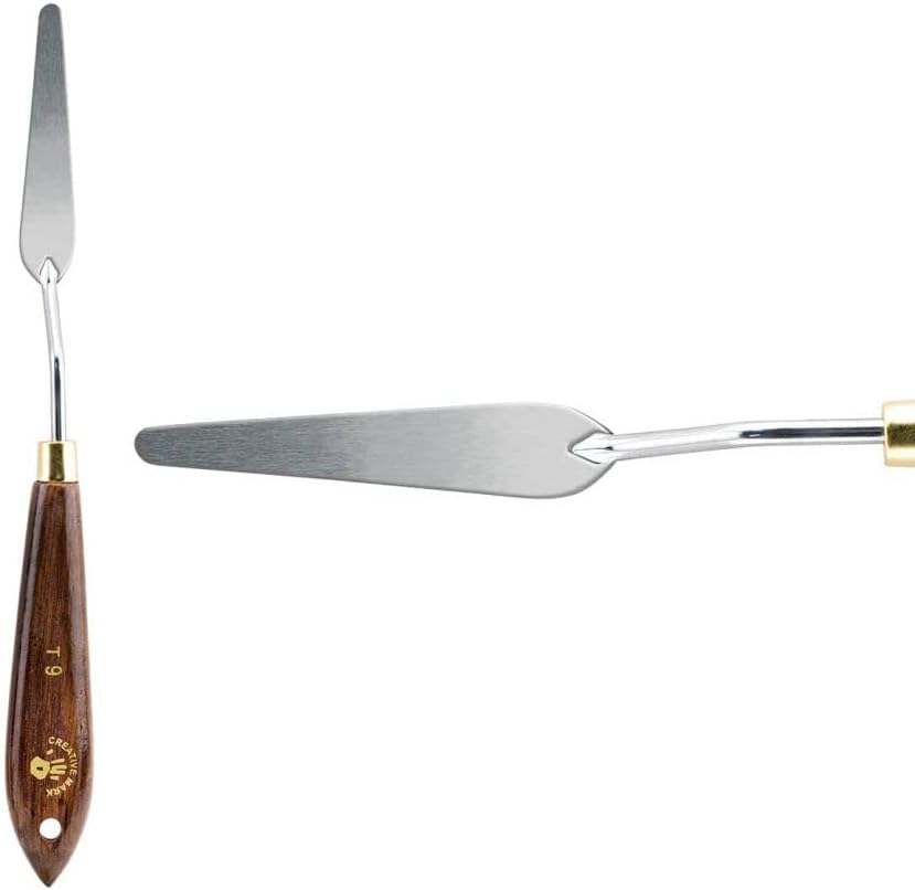 Creative Mark Stainless Steel Palette Knife Painting Tools - Paint Palette with Wooden Handle - Variety of Shapes and Sizes - 9T, 2-5/8 in