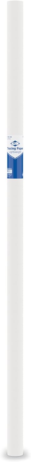 ALVIN 55W-F Lightweight Tracing Paper Roll, White, Suitable with Ink, Charcoal, Felt Tip Pen, for Sketching or Detailing - 36 Inches, 20 Yards, 1-inch Core