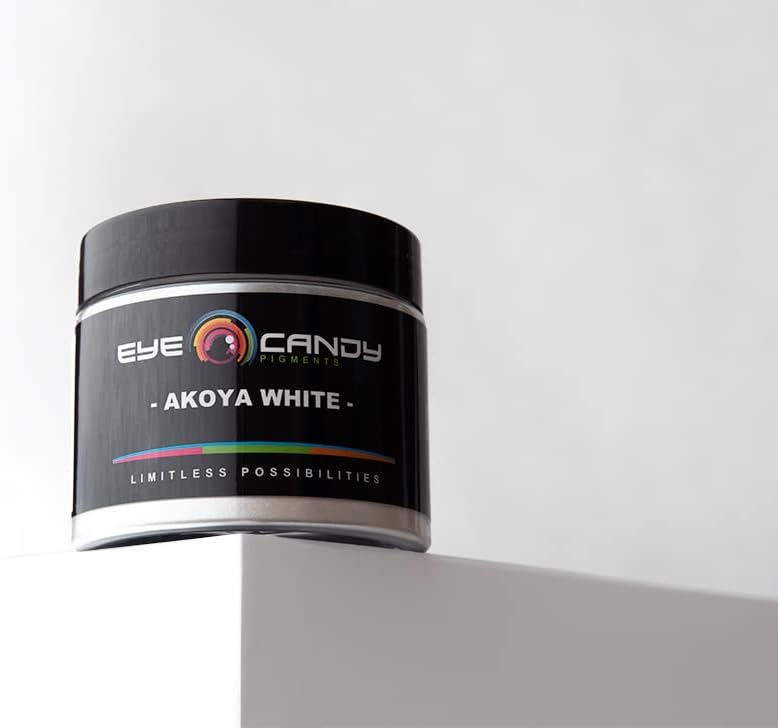 Eye Candy Pigments Premium White Mica Powder - Akoya White (25gr) - for Epoxy, Resin, Soap, Paint, Woodworking, Acrylic Pouring, Bath Bombs, Fishing Lures - DIY Arts and Crafts Additive