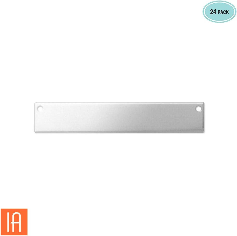 ImpressArt - Premium Metal Stamping Rectangle Blanks for Metal Stamping and Jewelry Making (24 Pack) (1/4" x 1 1/2" Rectangle w/Holes, Alkeme)