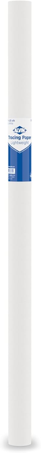 ALVIN 55W-D Lightweight Tracing Paper Roll, White, Suitable with Ink, Charcoal, Felt Tip Pen, for Sketching or Detailing - 24 Inches, 20 Yards, 1-inch Core