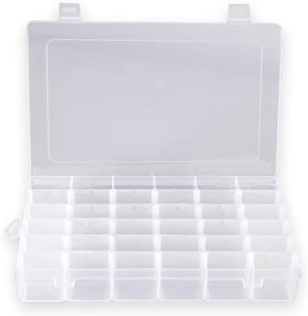 Plastic Organizer Container Box 36 Compartments Jewelry Storage Box with Adjustable Dividers (1 Pack)