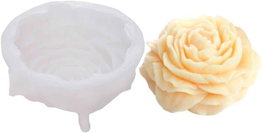 3.5 Inch Peony Silicone Mold, Flower Candle Molds, Soap Soy Wax DIY Handcraft Accessory, Epoxy Resin Mold for Party Home Wedding Decoration