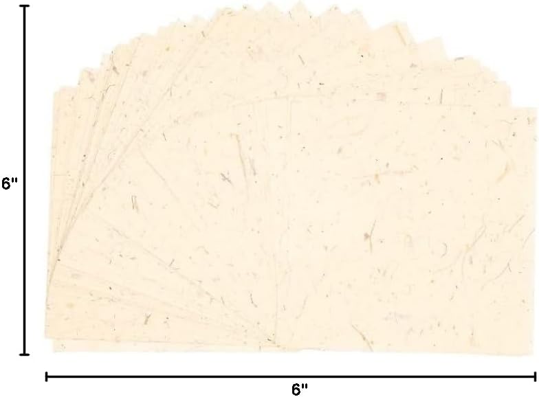 Natural Fiber Mulberry Tree,Banan Bark 6 x 6 Inches Square Origami Paper Arts Folding Craft, Decoration Paper,Writing Painting Square Folding Paper for DIY Crafts, 50 Sheets (Vintage, 6"x6")