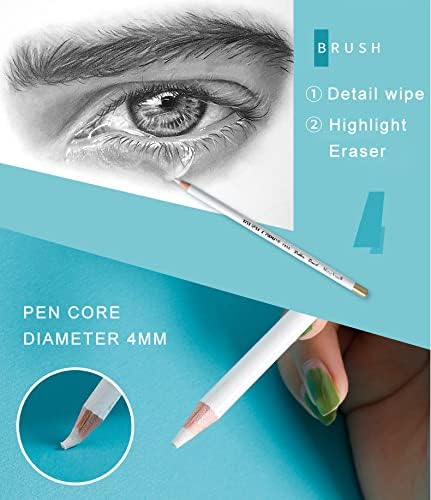 Eraser Pencils Set for Artists, Wooden Sketch Professional Highlight Painting Eraser Pen for Sketching Charcoal Drawings, Revise Erasing Details for Students Limner, 6PCS