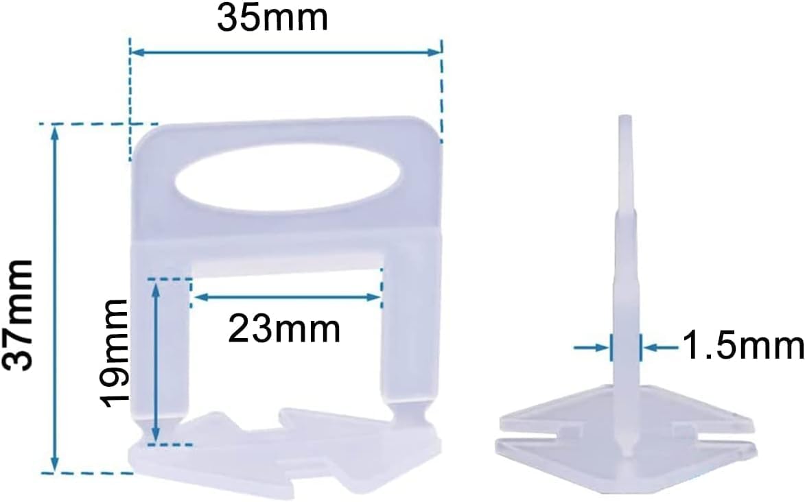Tile Leveling System Clips 1/16" Tile Leveler Clips 1.5mm 2000 Pcs DIY Tile Leveler Spacers for Professional Ceramic Tile and Stone Installation