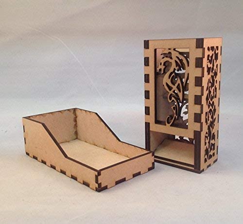 Dragon Mini Dice Tower v4 Clear Acrylic Window Laser Cut MDF Unique Gift