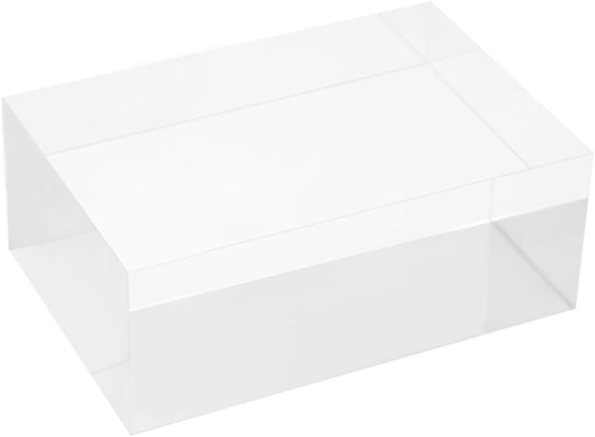 Clear Solid Acrylic Block - 6" x 4" x 2.36" All Diamond Polished Rectangle Clear Acrylic Cube for Display - Plexiglass Lucite Jewellery Block