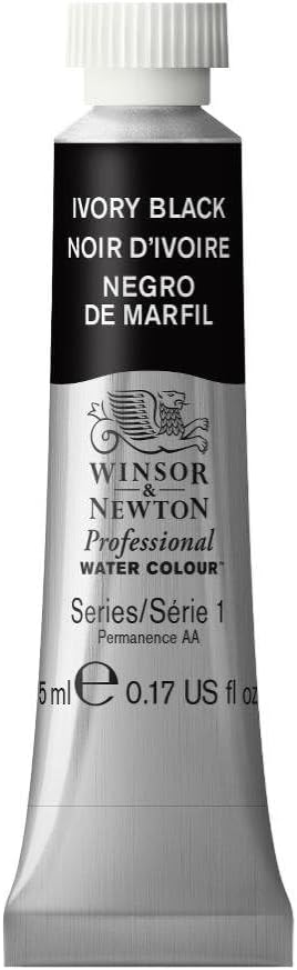Winsor & Newton Professional Watercolor, 5ml (0.17-oz) Tube, Ivory Black
