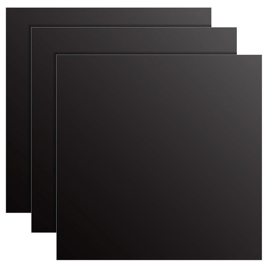 3 Pack 5052 Aluminum Sheet Metal 12 x 12 x 1/16 (0.06") Inch, 1.5 MM Thin Anodized Aluminum Metal Plates Aluminum Metal Sheets, Black Laser Engraving Blanks for Crafting Printing