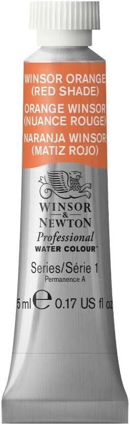 Winsor & Newton, Winsor Orange (Red Shade) Professional Water Colour Paint, 5ml, 0.17-oz Tube