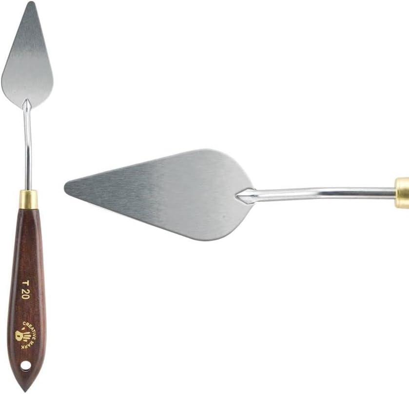 Creative Mark Stainless Steel Palette Knife Painting Tools - Paint Palette with Wooden Handle - Variety of Shapes and Sizes - 20T, 2-1/4 in