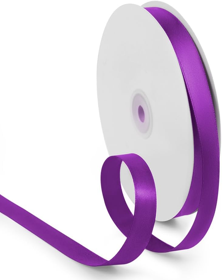 5/8 Inch 100 Yards Satin Ribbon Purple, Solid Color Fabric Ribbon for Gift Wrapping, Wedding, Polyester Gift Ribbon for Birthday Party Decoration, Craft, Hair, Floral, Sewing