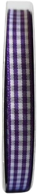 Micomon Dark Purple and White Woven Edge Plaid Ribbon 100% Polyester Gingham Ribbon 25 Yards Each Roll (3/8",Grape)