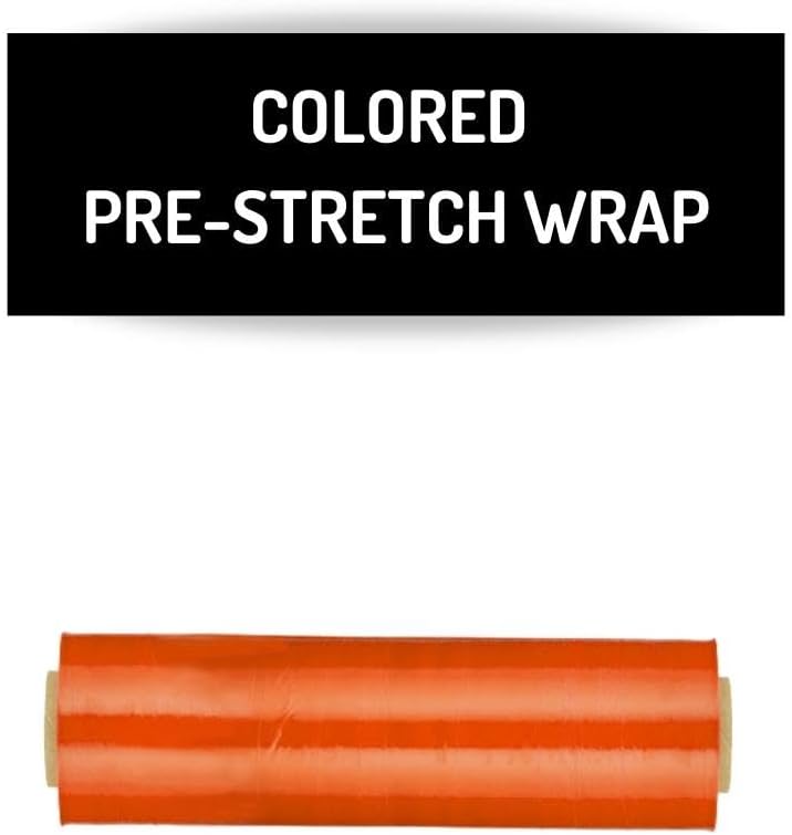 PSBM Orange Stretch Wrap, 15 Inch x 1476 Feet, 4 Pack, Tinted Pre-Stretched Shrink Wrap Film for Moving, Packaging, Pallet Wrapping