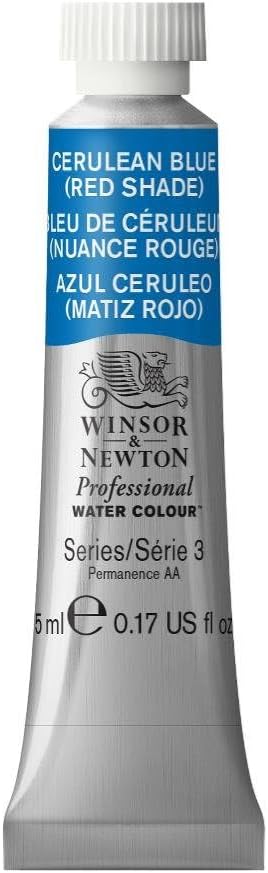 Winsor & Newton Professional Watercolor, 5ml (0.17-oz) Tube, Cerulean Blue (Red Shade)