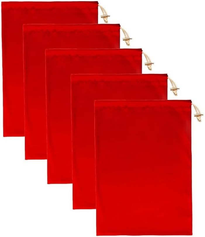 Valante Set of Microfiber Drawstring Storage Bags for Intimate Products (Large Red Set)