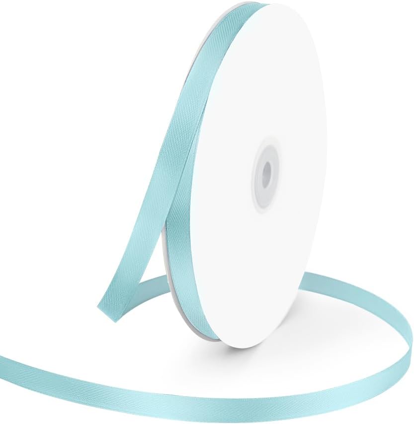 3/8" Wide x 100 Yards Single Face Polyester Satin Ribbon, Satin Ribbon for Crafts, Gift, Hair Bows, Wedding Party Decoration, Bow Making & Other Projects (Baby Blue)