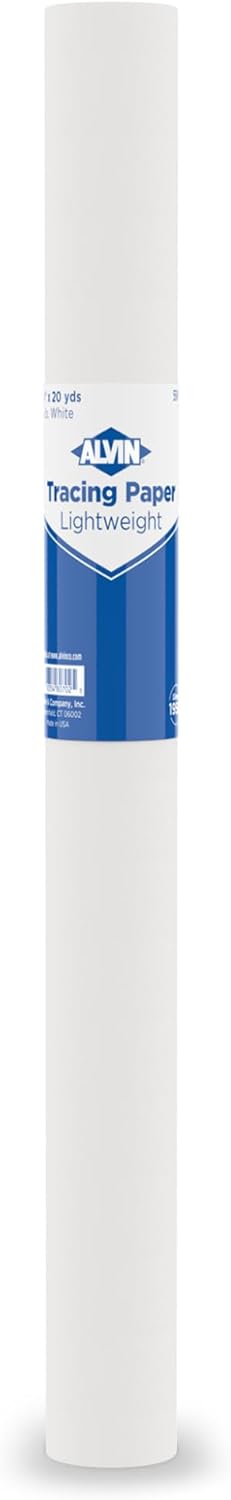 ALVIN 55W-B Lightweight Tracing Paper Roll, White, Suitable with Ink, Charcoal, Felt Tip Pen, for Sketching or Detailing - 14 Inches, 20 Yards, 1-inch Core