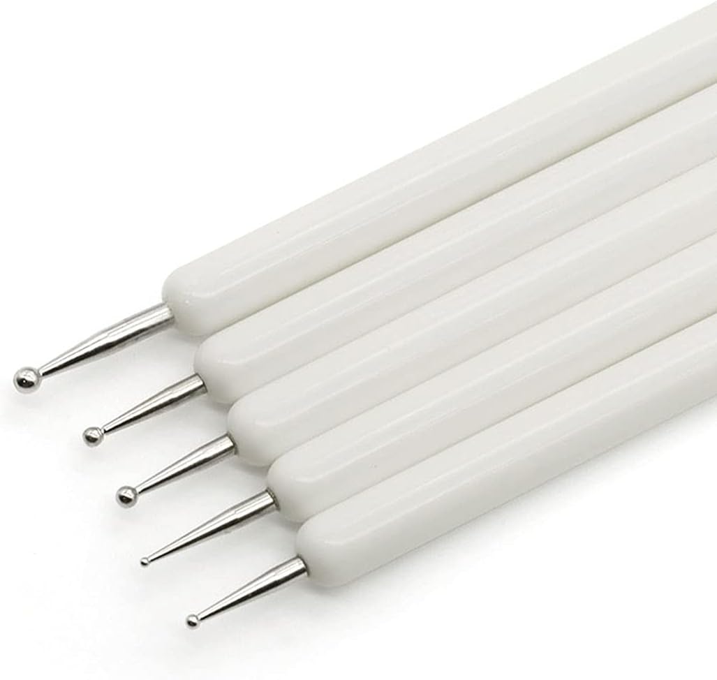 4 Set Embossing Stylus Double End Tracing Dotting Tool, 20 Pcs Ball Embossing Stylus Double End Tracing Dotting Tool for Pottery Clay Craft, Embossing Art (White)