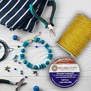 Mandala Crafts 1.5mm 109 Yards Sky Blue Cotton Waxed Cord for Jewelry Making Bracelet Cord Waxed String - Beading String Thread Jewelry Cords for Necklaces String