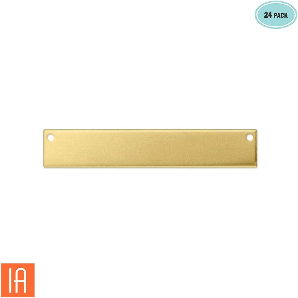 ImpressArt - Premium Metal Stamping Rectangle Blanks for Metal Stamping and Jewelry Making (24 Pack) (1/4" x 1 1/2" Rectangle w/Holes, Brass)