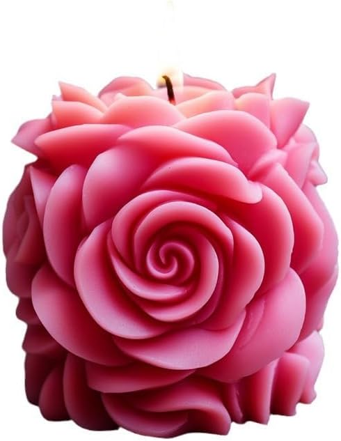 Rose Pillar Candle Silicone Mold Handmade Valentine's Day Mother's Day Flower Bouquet Soap Gypsum Resin Molds Wedding Decor Crafts Gifts (1)