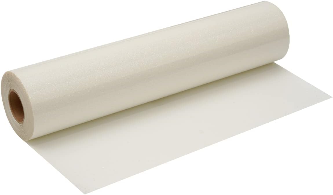 White Glitter HTV Roll -12" x10ft Iron on Heat Transfer Vinyl for DIY Shirts Gifts