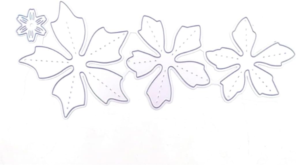 Mvchifay Cutting Dies Happy Birthday Metal Stencils Scrapbooking Tool DIY Emboss Paper Card Making (4 Pcs flowers-15.8x6.8cm)