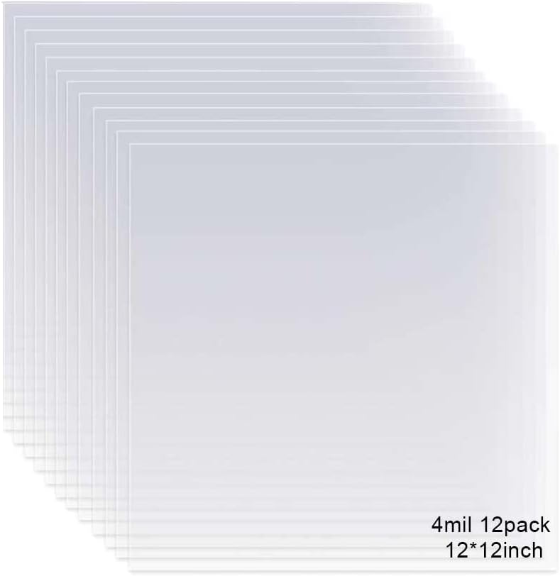 12 Pack 4 Mil Clear Mylar Stencil Sheets, 12" x 12" Blank Stencils, Reusable Template Material, Make Your Own Stencil Compatible Vinyl Cutting Maching