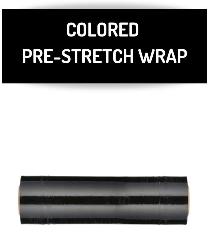 PSBM Black Stretch Wrap, 15 Inch x 1476 Feet, 4 Pack, Tinted Pre-Stretched Shrink Wrap Film for Moving, Packaging, Pallet Wrapping