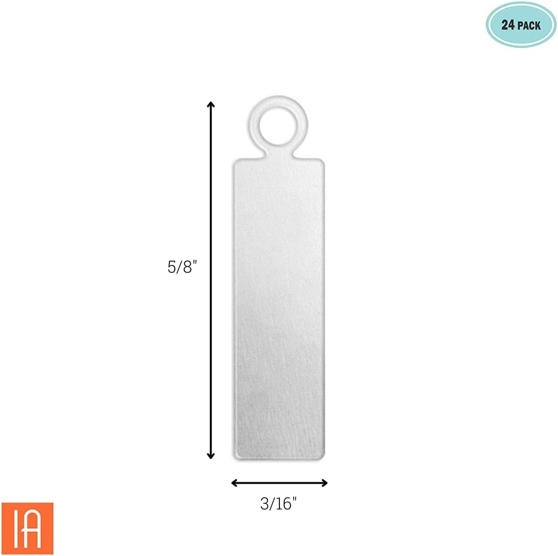 ImpressArt - Premium Metal Stamping Rectangle Blanks for Metal Stamping and Jewelry Making (24 Pack) (5/8" Rectangle Tag w/Ring, Alkeme)