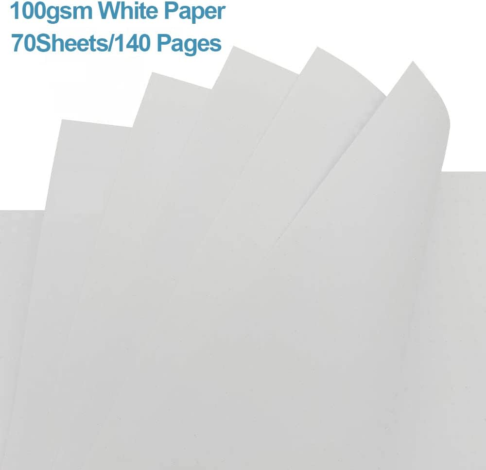 A5 Blank Notebook - 70 Sheets/140 Pages Blank Paper Notebook, 100 GSM Thick White Paper, 5.8" x 8.3" Spiral Blank Journal, Flowers