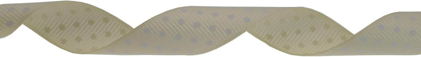 Polka Dot Grosgrain Ribbon 25 Yard Each Roll 100% Polyester (3/4", Beige)