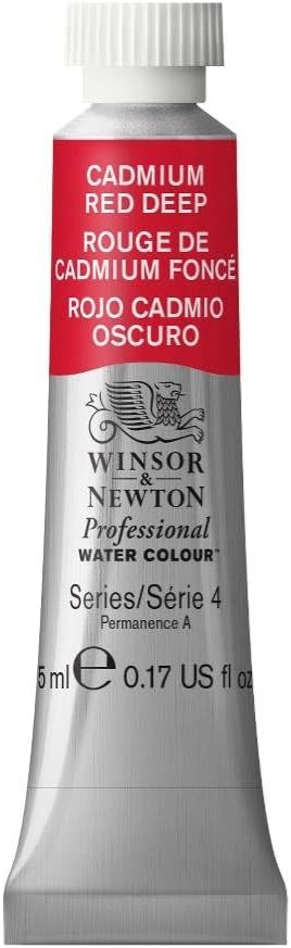 Winsor & Newton Professional Water Colour Paint, 0.17-oz Tube, Cadmium Red Deep
