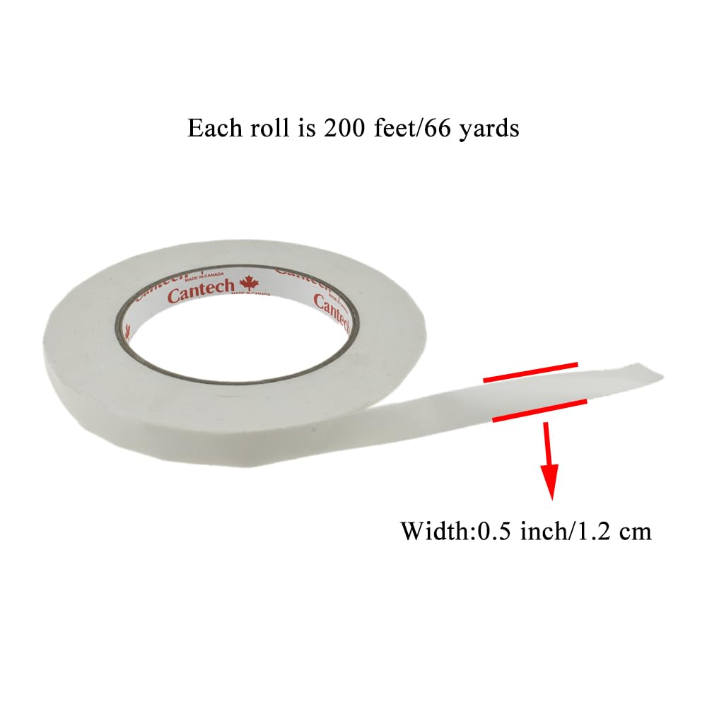 HAHIYO White 0.5Inch Wide Floral Tape, Waterproof Florist Tape Flower Wrap Adhesive Waterproof Decorative Tape for Bouquet Stem Wrapping Flower Arranging and Floral Craft, 2Rolls 200Feet/66Yard Total