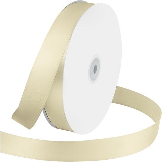 1 Inches x 100 Yards Polyester Satin Ribbon, Solid Color Ivory Satin Ribbon for Crafts, Gift Wrapping, Hair Bows, Wedding Party Decoration, Bow Making & Other Projects (Ivory)