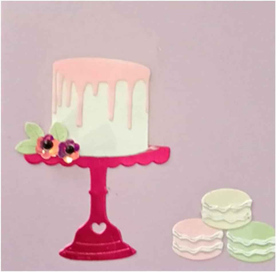 Mvchifay Cutting Dies Happy Birthday Holiday Thanks Greetings Metal Stencils Scrapbooking Tool Love Heart DIY Carbon Steel Embossing Template for Paper Card Making (Cake-7.4x17.2cm)