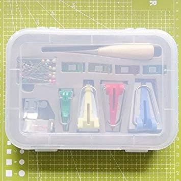 YICBOR Bias Tape Maker 6mm 12mm 18mm 25mm Fabric Bias Binding Maker with Binder Foot Bradawl Quilting Clips Sewing Pins Kit (bias Tape Maker Set)
