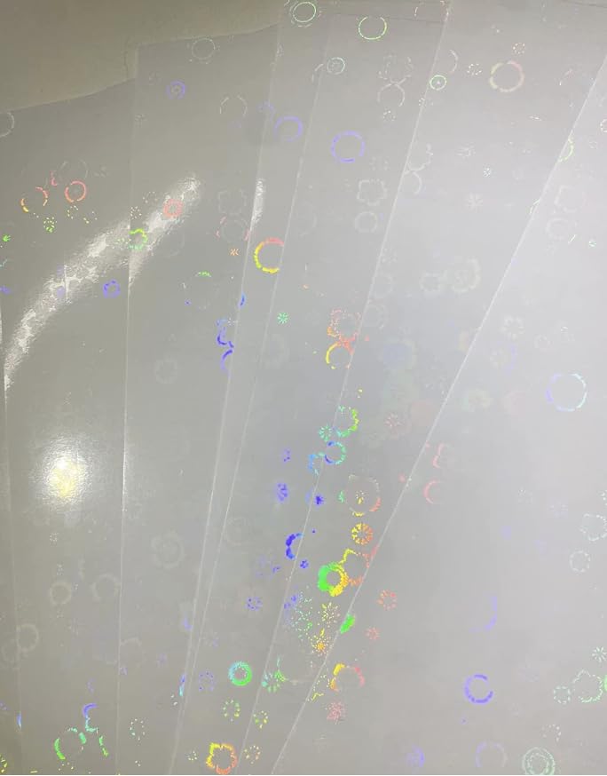 Syntego A4 Self Adhesive Transparent Holographic Sticker Paper Vinyl 8.5 X 11 Lamination Sheets 10 Sheets (Flowers)