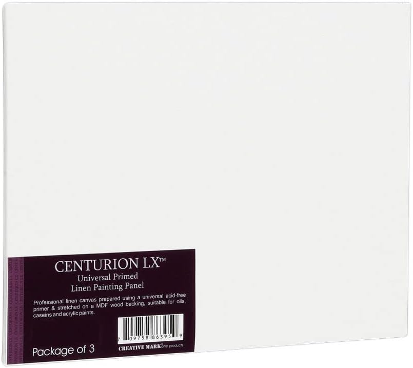 Centurion All-Media Primed Linen Panels - 6x6 3 Pack - 11oz Universal Primed Canvas Boards for Painting, Mounted on MDF Wood, Non-Warping, Ideal for Artists, Professionals, and Painters