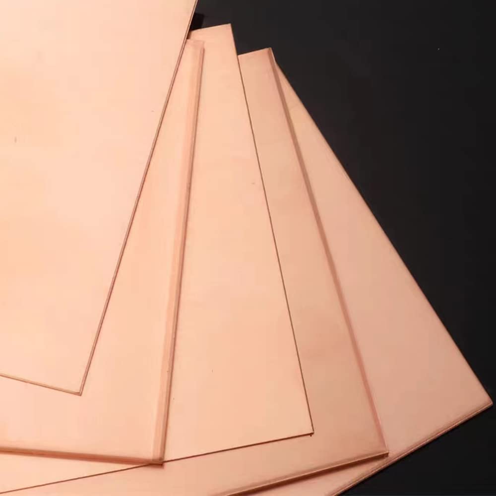 4 Pcs 99.9% Pure Copper Sheet, 4" x 4", 24 Gauge(0.5mm) Thickness, Double Sided Film Attached Copper Sheets Metal Plates for Crafting, Modelers, Jewelry, Repairs, Electrical