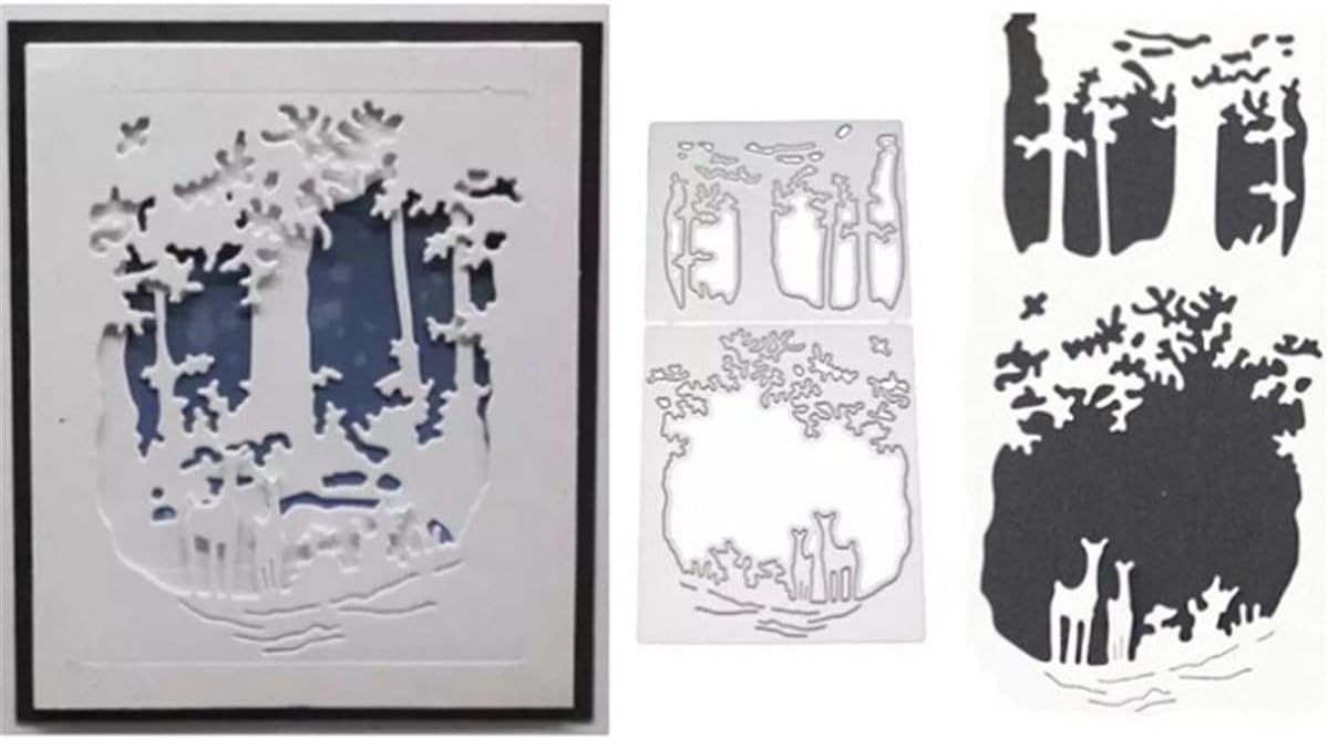 Metal Cutting Dies DIY Merry Christams Embossing Stencil Template Scrapbooking Card Making Mold Photo Album Arts Crafts Tools (Christmas deer-14x6.3cm)